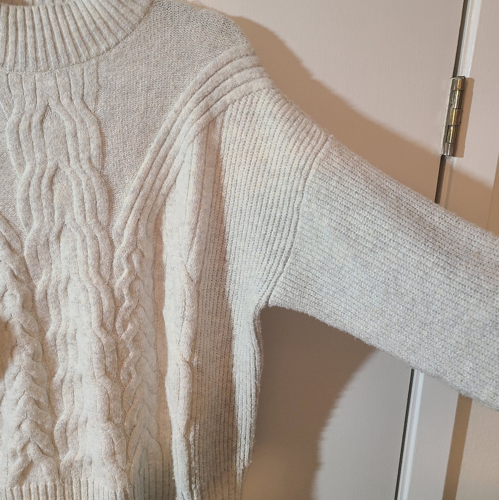 Simply Vera Vera Wang Cable Knit Mockneck Sweater White Gray Size L - Picture 3 of 6